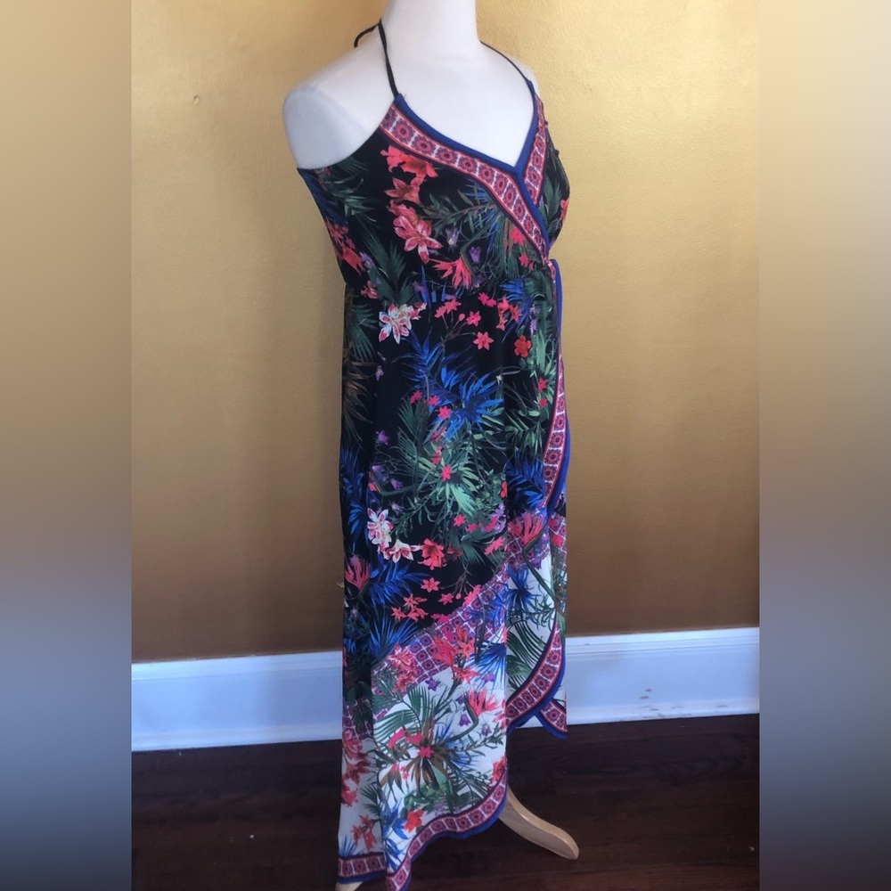 Flying Tomato Black & Multi color floral empire maxi tropical Sun dress Size XS - Picture 3 of 12